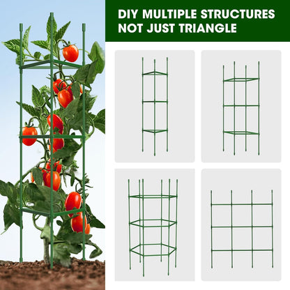 6 Pack Tomato Cages for Garden,Up to 51.2Inch Tomato Cage Trellis-Upgraded Hexagon Connector,Heavy Duty Adjustable Tomato Stake Support for Raised Garden Bed