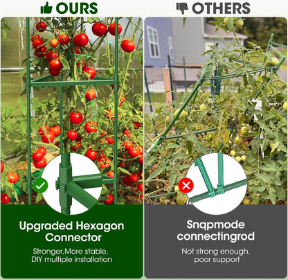 6 Pack Tomato Cages for Garden,Up to 51.2Inch Tomato Cage Trellis-Upgraded Hexagon Connector,Heavy Duty Adjustable Tomato Stake Support for Raised Garden Bed