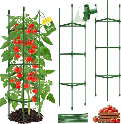 6 Pack Tomato Cages for Garden,Up to 51.2Inch Tomato Cage Trellis-Upgraded Hexagon Connector,Heavy Duty Adjustable Tomato Stake Support for Raised Garden Bed