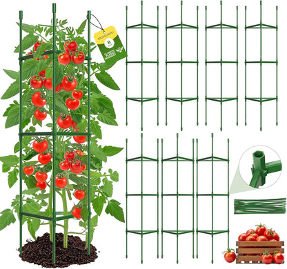 6 Pack Tomato Cages for Garden,Up to 51.2Inch Tomato Cage Trellis-Upgraded Hexagon Connector,Heavy Duty Adjustable Tomato Stake Support for Raised Garden Bed