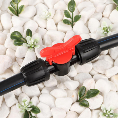 27 Pcs 1/2 Inch Irrigation Tubing Fittings Kit, 16mm 1/2" Drip Tubing Barbed Locked Nuts Connectors with 4 Couplings 4 Tee 4 Ends 4 Elbows 3 Switch Valves 6 Reducers 2 Hose Adapters