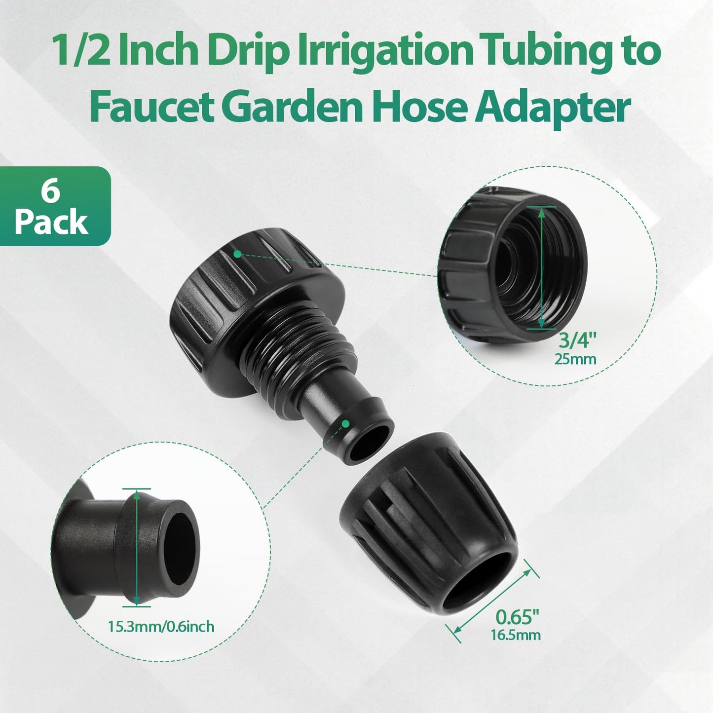 27 Pcs 1/2 Inch Irrigation Tubing Fittings Kit, 16mm 1/2" Drip Tubing Barbed Locked Nuts Connectors with 4 Couplings 4 Tee 4 Ends 4 Elbows 3 Switch Valves 6 Reducers 2 Hose Adapters