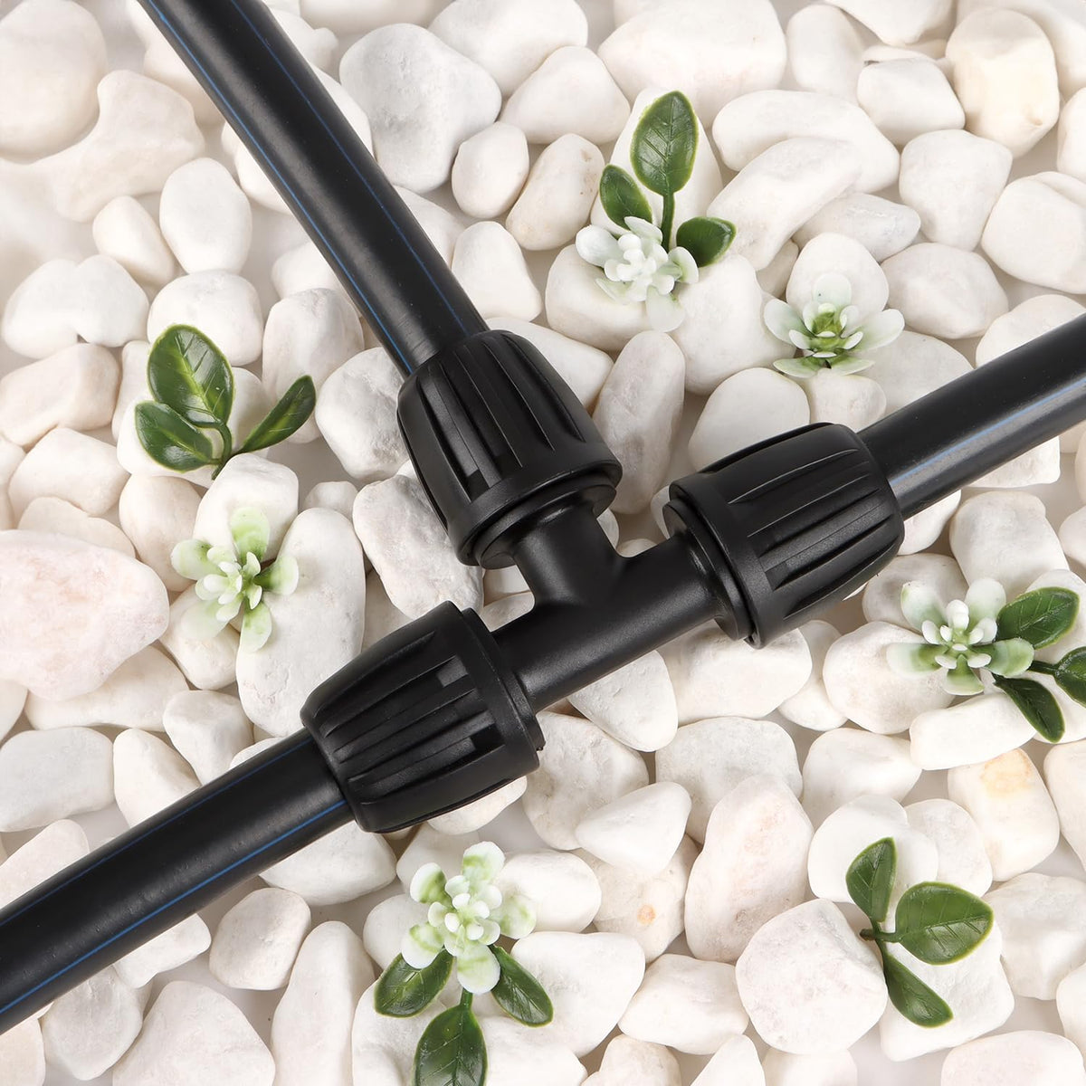 27 Pcs 1/2 Inch Irrigation Tubing Fittings Kit, 16mm 1/2" Drip Tubing Barbed Locked Nuts Connectors with 4 Couplings 4 Tee 4 Ends 4 Elbows 3 Switch Valves 6 Reducers 2 Hose Adapters
