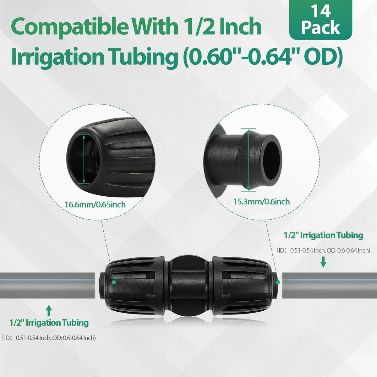 27 Pcs 1/2 Inch Irrigation Tubing Fittings Kit, 16mm 1/2" Drip Tubing Barbed Locked Nuts Connectors with 4 Couplings 4 Tee 4 Ends 4 Elbows 3 Switch Valves 6 Reducers 2 Hose Adapters