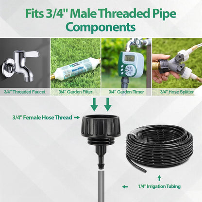 27 Pcs 1/2 Inch Irrigation Tubing Fittings Kit, 16mm 1/2" Drip Tubing Barbed Locked Nuts Connectors with 4 Couplings 4 Tee 4 Ends 4 Elbows 3 Switch Valves 6 Reducers 2 Hose Adapters