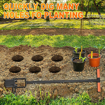 Bulb Planter Tool Long Handle, Tulip Bulb Planter Tool with Serrated Base & Double Pedal, Soft T Grip Sod Plugger, Heavy Duty Bulb Planter Tool for Digging Holes Sowing Plant Bulb