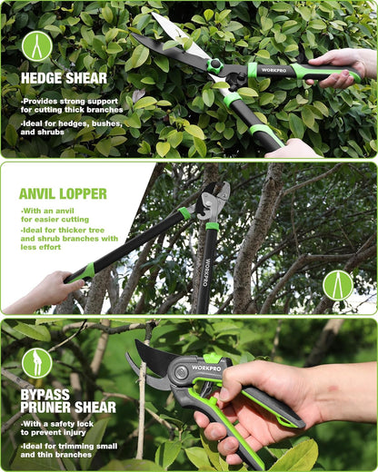 3-Piece Garden Shears Set, Heavy-Duty Gardening Clippers