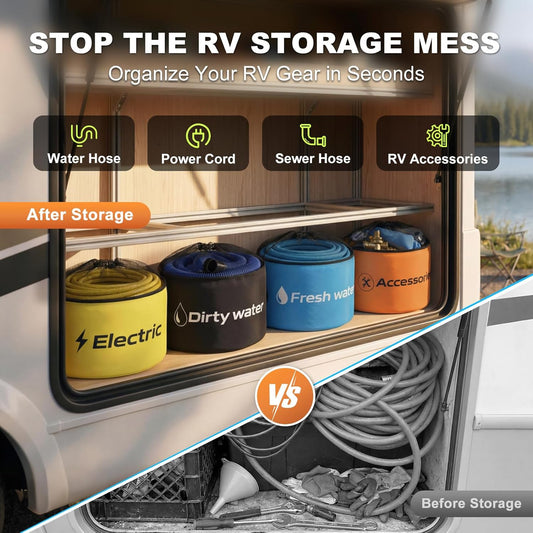 RV Hose Storage 4 Pack, RV Sewer Hose Storage Bags for Camper Organization
