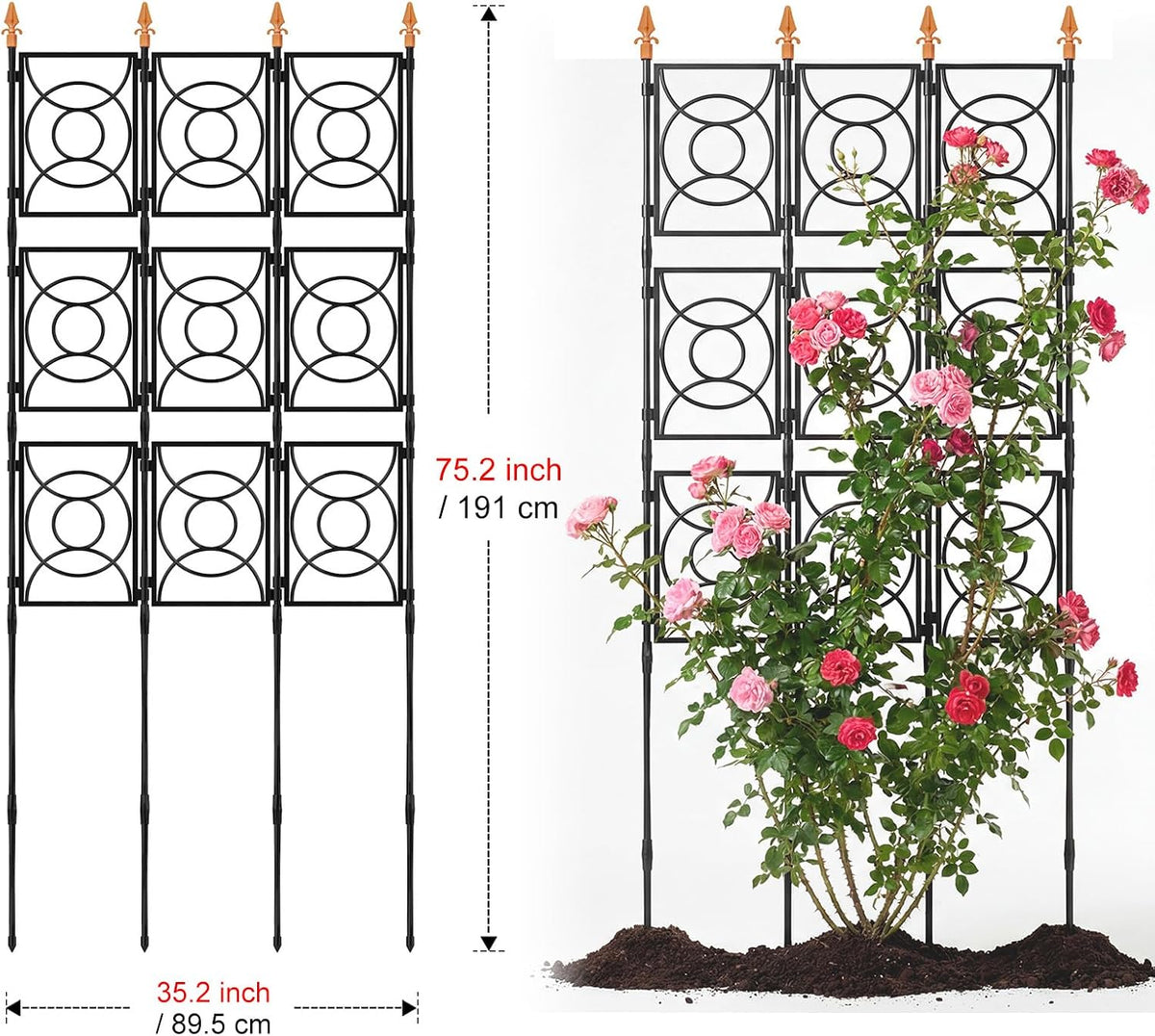 Trellis for Climbing Plants Outdoor, Tall Garden Trellis Flower Rose Cucumber Trellis for Vines Pea Support, Wall Large Plant Trellis Fence with with Plastic Frame, 3 x 6.2 FT