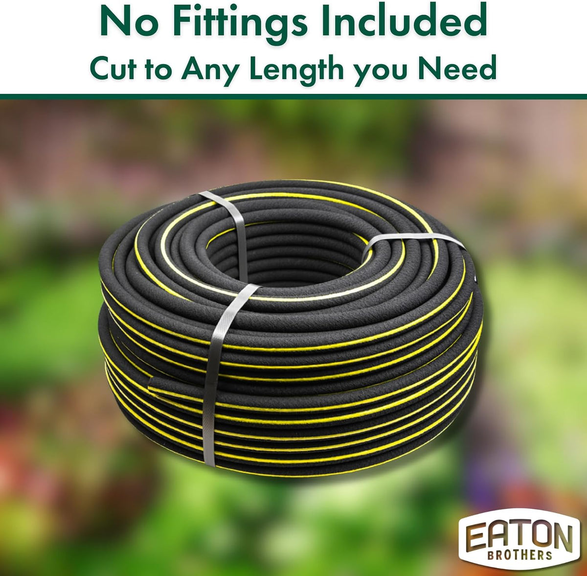 Garden Bulk Soaker Hose – 50 ft x 3/8 inch Recycled Rubber Soaker Hose with No Ends – Flexible Watering Line for Garden Beds & Plants