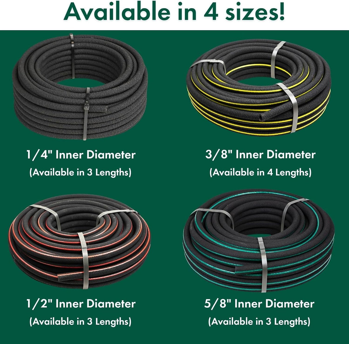 Garden Bulk Soaker Hose – 50 ft x 3/8 inch Recycled Rubber Soaker Hose with No Ends – Flexible Watering Line for Garden Beds & Plants