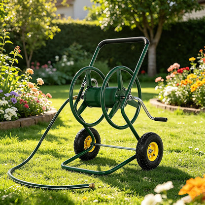 Hose Reel Cart, 250FT 5/8" All-Terrain Mobile Water Hose Truck