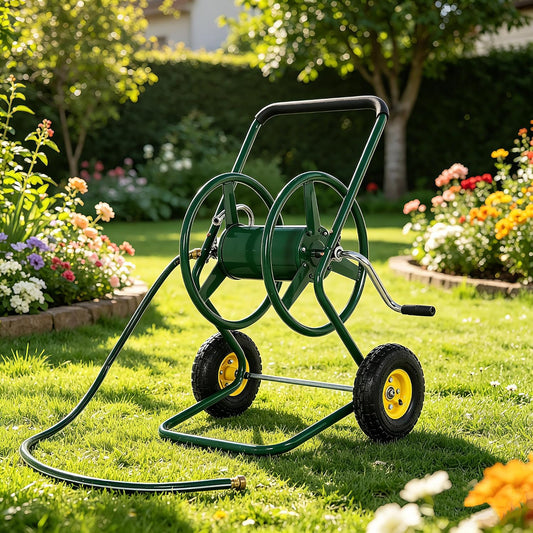 Hose Reel Cart, 250FT 5/8" All-Terrain Mobile Water Hose Truck