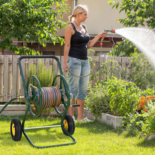 Hose Reel Cart, 250FT 5/8" All-Terrain Mobile Water Hose Truck