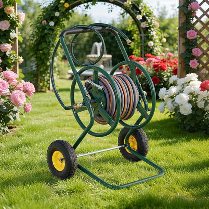 Hose Reel Cart, 250FT 5/8" All-Terrain Mobile Water Hose Truck