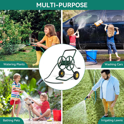Hose Reel Cart, 250FT 5/8" All-Terrain Mobile Water Hose Truck