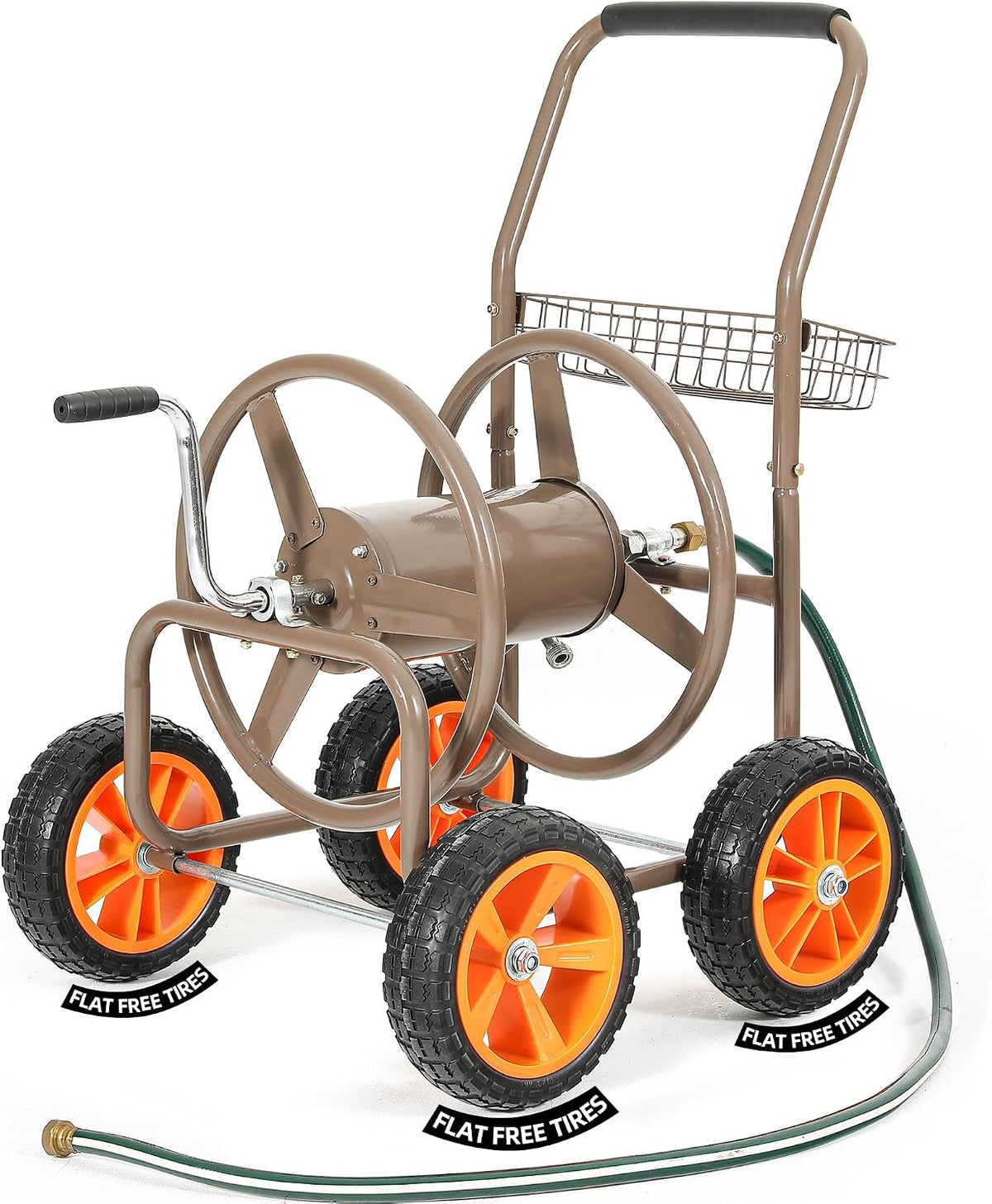 Hose Reel Cart, 250FT 5/8" All-Terrain Mobile Water Hose Truck