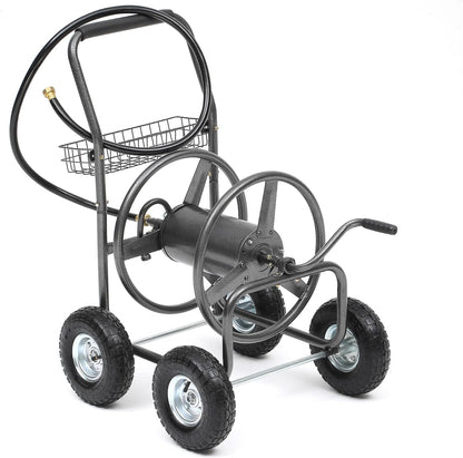 Hose Reel Cart, 250FT 5/8" All-Terrain Mobile Water Hose Truck