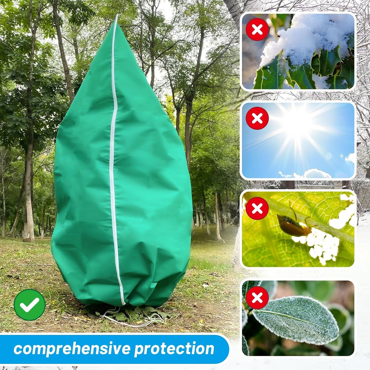 4 Pack Plant Covers Freeze Protection(71" x 47.3"),2.82 oz/sq yd Non-Woven Fabric,Frost Covers with Zipper Drawstring Plant Protection Cover Bags for Outdoor Winter Frost Cold Weather