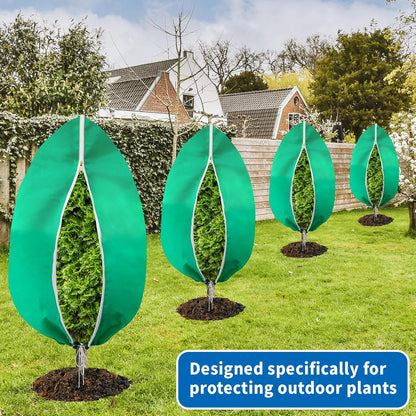 4 Pack Plant Covers Freeze Protection(71" x 47.3"),2.82 oz/sq yd Non-Woven Fabric,Frost Covers with Zipper Drawstring Plant Protection Cover Bags for Outdoor Winter Frost Cold Weather