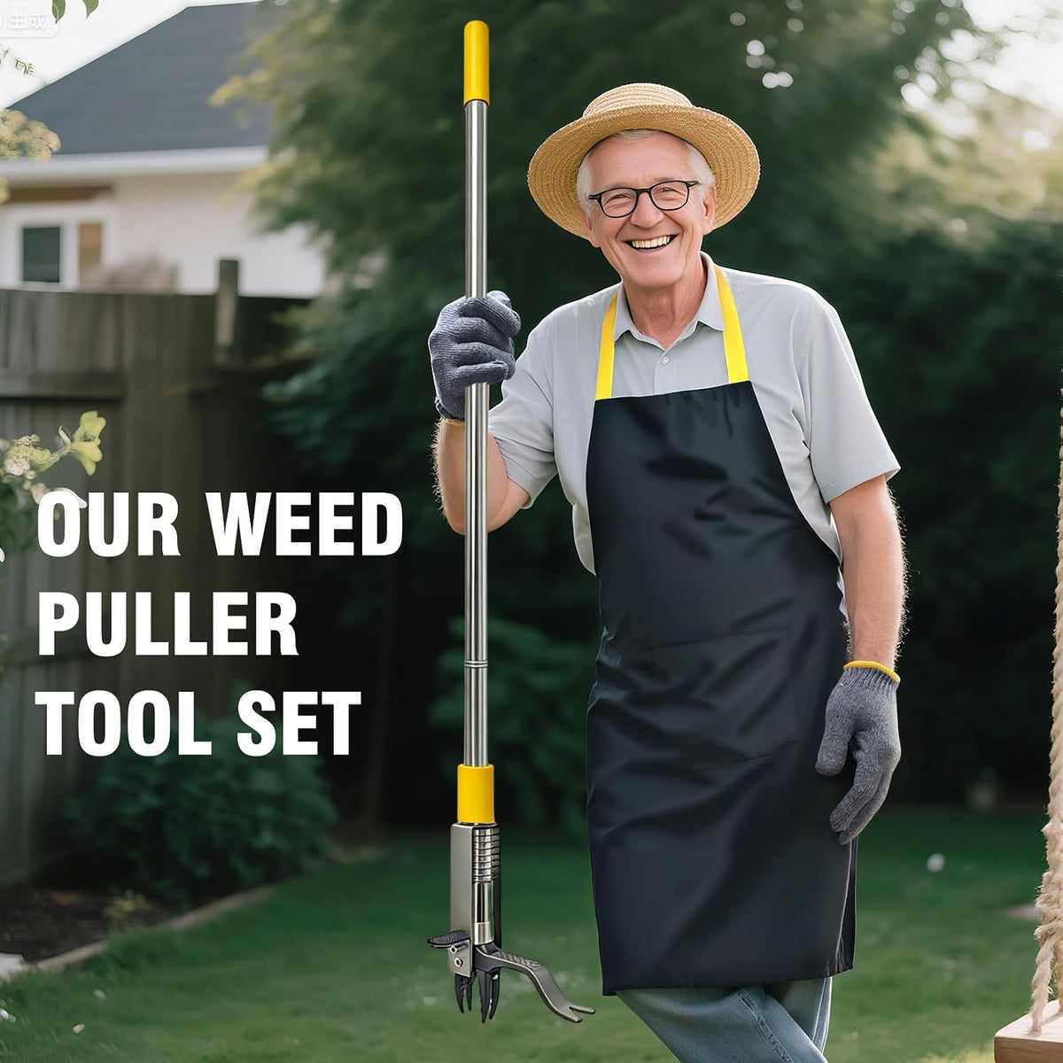 Stand Up Weed Puller Tool with Steel 4-Claw Deep Root Remover and Dual Eject Mechanism, Long Handle 48” Garden Weeder for Dandelion & Tough Weeds, No Bend Back Pain Tool for Seniors