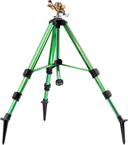 Sprinklers for Yard, 2026 Heavy-Duty Lawn Sprinkler Impact Sprinkler on Spike Tripod Base with 360° Large Area Irrigation with Extension Legs to Adjust Height Irrigation System for Garden Lawn-Yellow