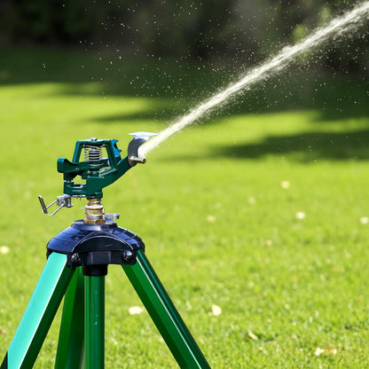 Sprinklers for Yard, 2026 Heavy-Duty Lawn Sprinkler Impact Sprinkler on Spike Tripod Base with 360° Large Area Irrigation with Extension Legs to Adjust Height Irrigation System for Garden Lawn-Yellow