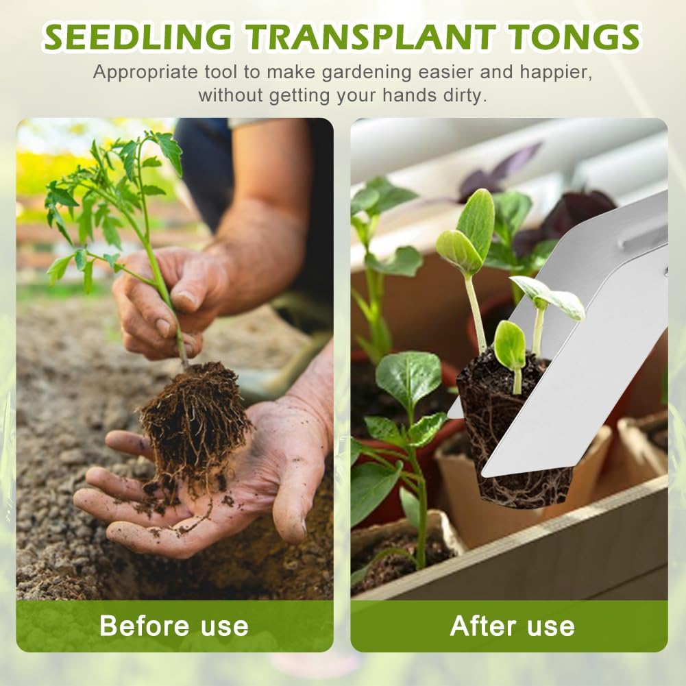 2Pcs Seedling Transplant Tongs,6.7 Inch Stainless Steel Gardening Plants Transplant Tongs,Gardening Planting Tool for Seedling Transplantation,Seedling Remove Transplant Pliers