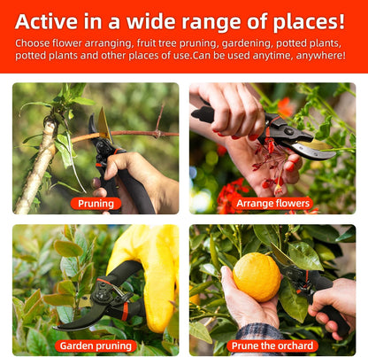 8" Professional Bypass Pruning Shears, SK-5 Titanium Coated Blade Garden Clippers – Sharp Hand Pruners for 3/4" Branches, Ergonomic Non-Slip Handle for Gardening, Trimming, Yard Work