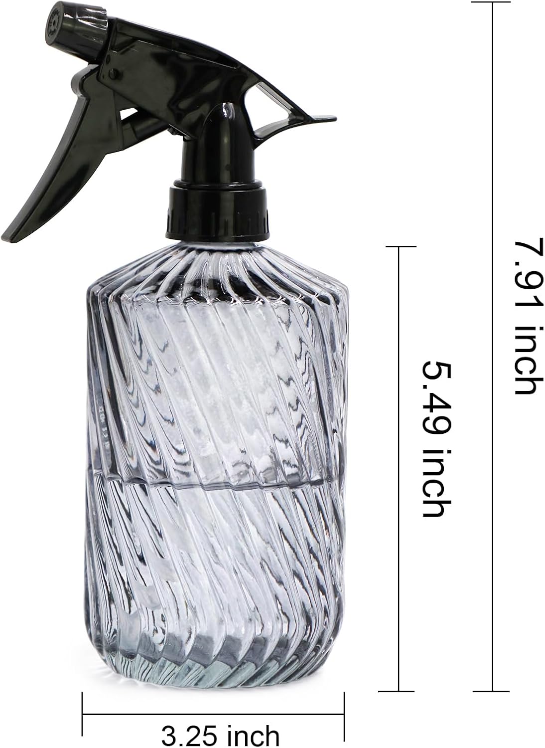 Fine Mist Plant Mister,Handheld Pressure Glass Spray Bottles,0.45L/15.22oz Watering Can with Adjustable Nozzle for Outdoor Indoor Gardening and Cleaning Work(Diagonal Gray)