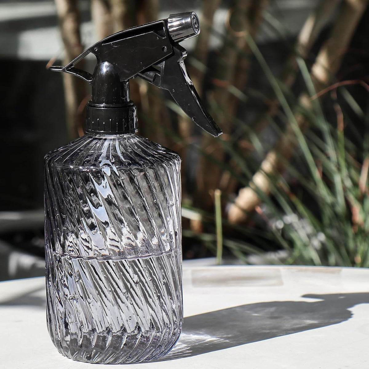 Fine Mist Plant Mister,Handheld Pressure Glass Spray Bottles,0.45L/15.22oz Watering Can with Adjustable Nozzle for Outdoor Indoor Gardening and Cleaning Work(Diagonal Gray)