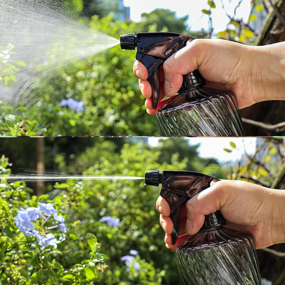 Fine Mist Plant Mister,Handheld Pressure Glass Spray Bottles,0.45L/15.22oz Watering Can with Adjustable Nozzle for Outdoor Indoor Gardening and Cleaning Work(Diagonal Gray)