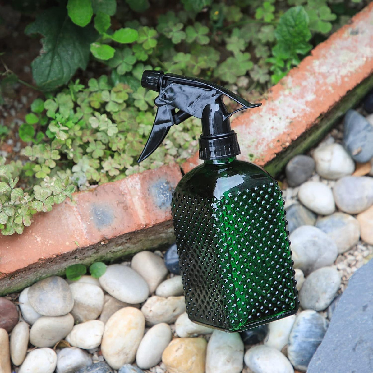 Fine Mist Plant Mister,Handheld Pressure Glass Spray Bottles,0.45L/15.22oz Watering Can with Adjustable Nozzle for Outdoor Indoor Gardening and Cleaning Work(Diagonal Gray)
