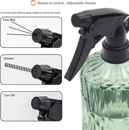 Fine Mist Plant Mister,Handheld Pressure Glass Spray Bottles,0.45L/15.22oz Watering Can with Adjustable Nozzle for Outdoor Indoor Gardening and Cleaning Work(Diagonal Gray)