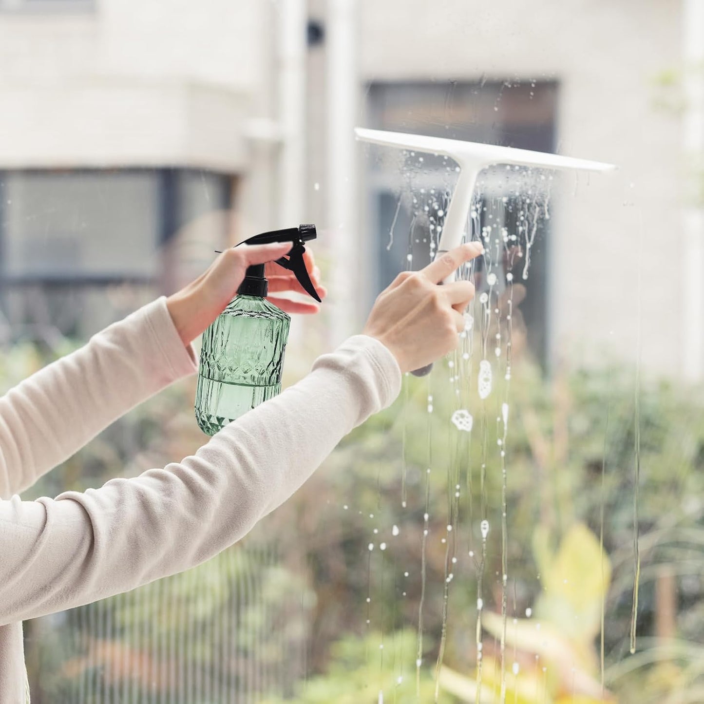 Fine Mist Plant Mister,Handheld Pressure Glass Spray Bottles,0.45L/15.22oz Watering Can with Adjustable Nozzle for Outdoor Indoor Gardening and Cleaning Work(Diagonal Gray)