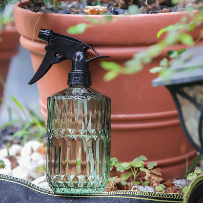 Fine Mist Plant Mister,Handheld Pressure Glass Spray Bottles,0.45L/15.22oz Watering Can with Adjustable Nozzle for Outdoor Indoor Gardening and Cleaning Work(Diagonal Gray)