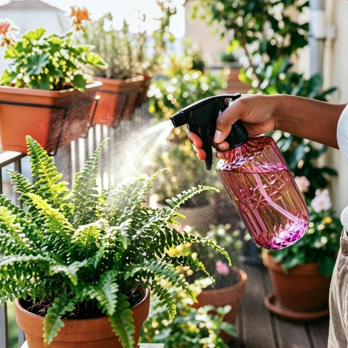Fine Mist Plant Mister,Handheld Pressure Glass Spray Bottles,0.45L/15.22oz Watering Can with Adjustable Nozzle for Outdoor Indoor Gardening and Cleaning Work(Diagonal Gray)