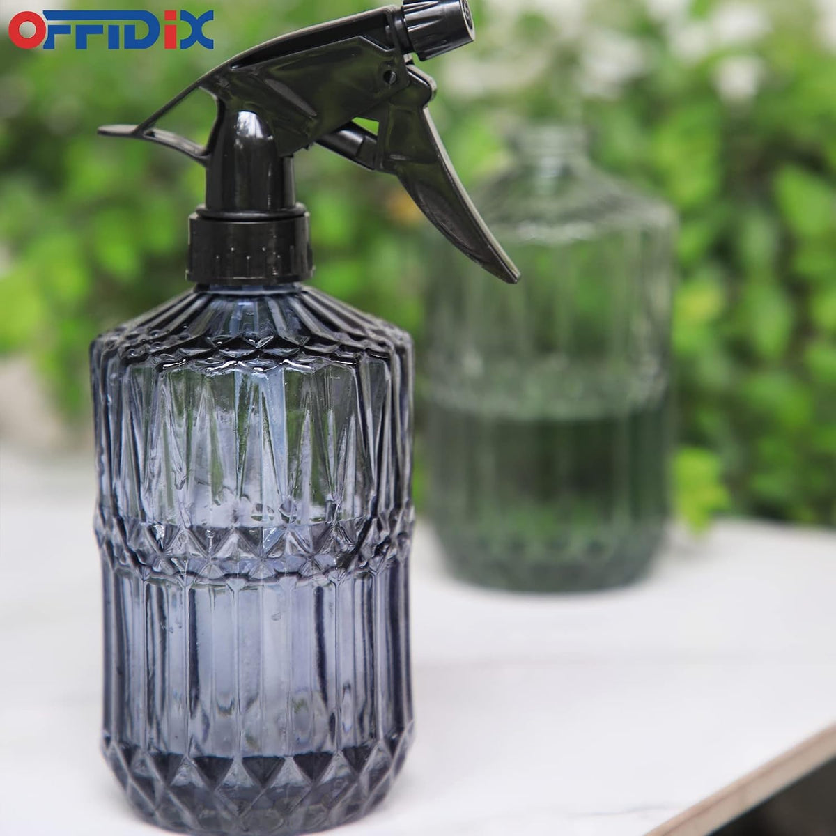 Fine Mist Plant Mister,Handheld Pressure Glass Spray Bottles,0.45L/15.22oz Watering Can with Adjustable Nozzle for Outdoor Indoor Gardening and Cleaning Work(Diagonal Gray)