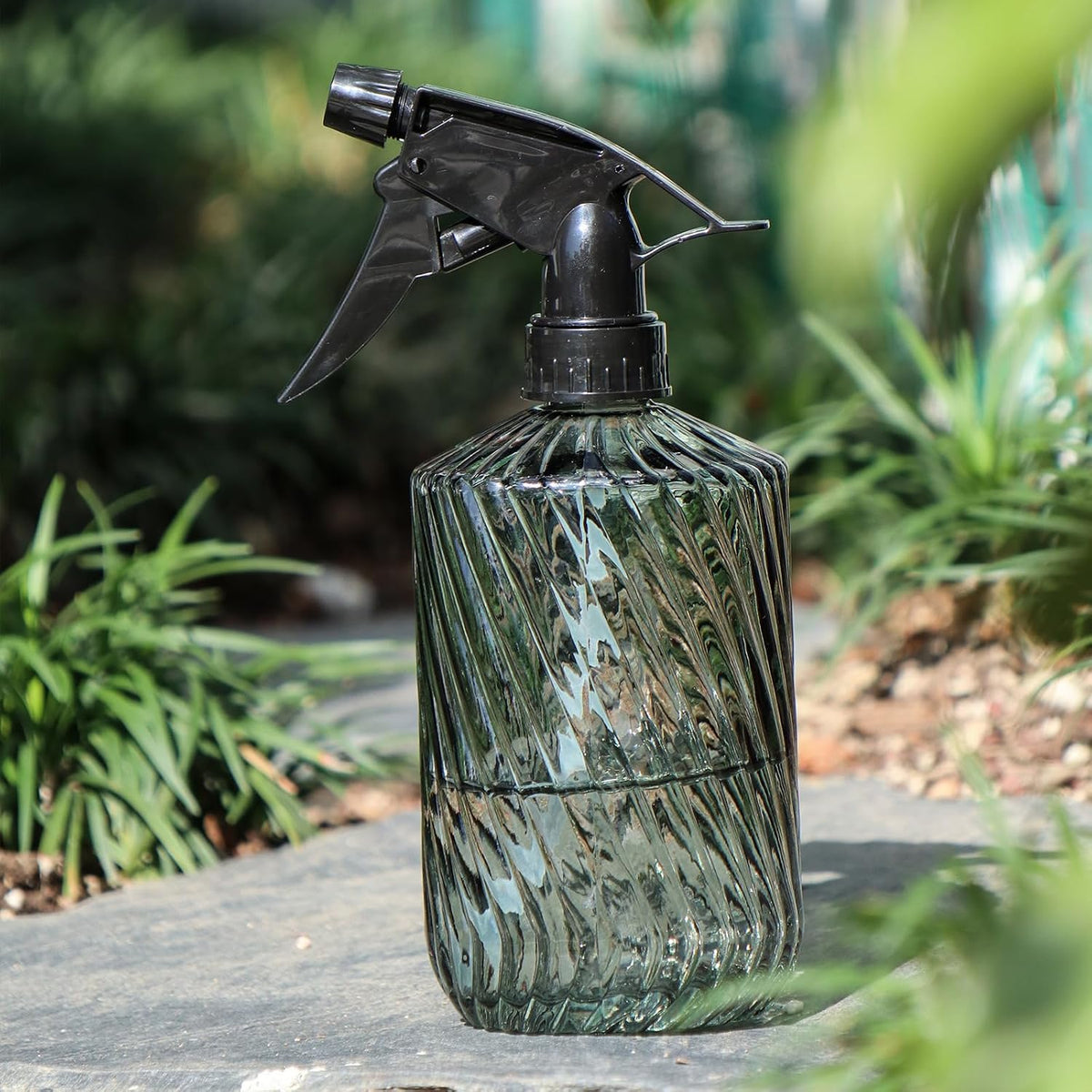 Fine Mist Plant Mister,Handheld Pressure Glass Spray Bottles,0.45L/15.22oz Watering Can with Adjustable Nozzle for Outdoor Indoor Gardening and Cleaning Work(Diagonal Gray)