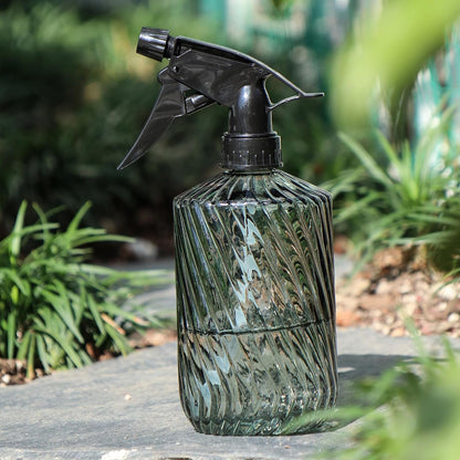 Fine Mist Plant Mister,Handheld Pressure Glass Spray Bottles,0.45L/15.22oz Watering Can with Adjustable Nozzle for Outdoor Indoor Gardening and Cleaning Work(Diagonal Gray)