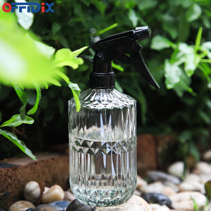 Fine Mist Plant Mister,Handheld Pressure Glass Spray Bottles,0.45L/15.22oz Watering Can with Adjustable Nozzle for Outdoor Indoor Gardening and Cleaning Work(Diagonal Gray)