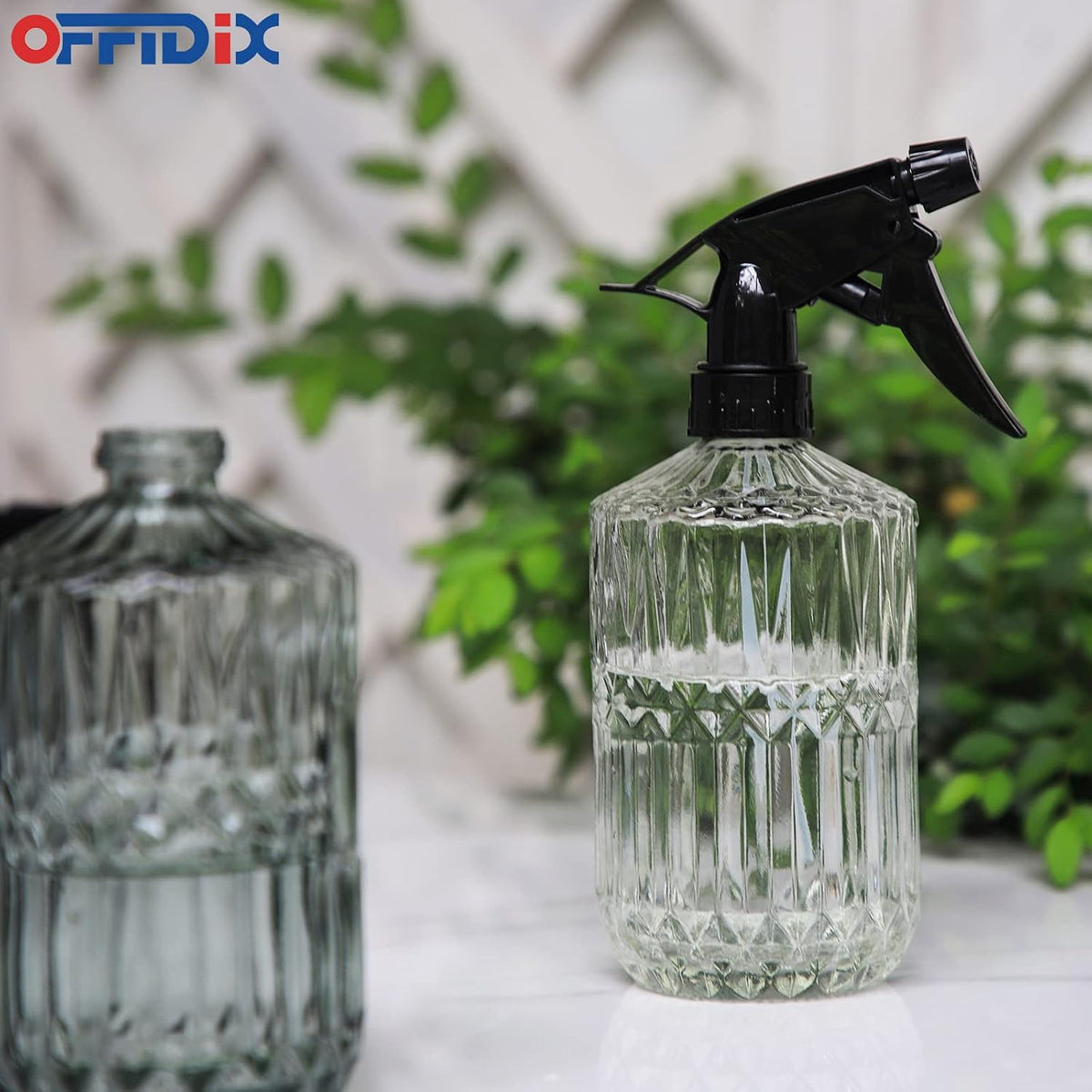 Fine Mist Plant Mister,Handheld Pressure Glass Spray Bottles,0.45L/15.22oz Watering Can with Adjustable Nozzle for Outdoor Indoor Gardening and Cleaning Work(Diagonal Gray)