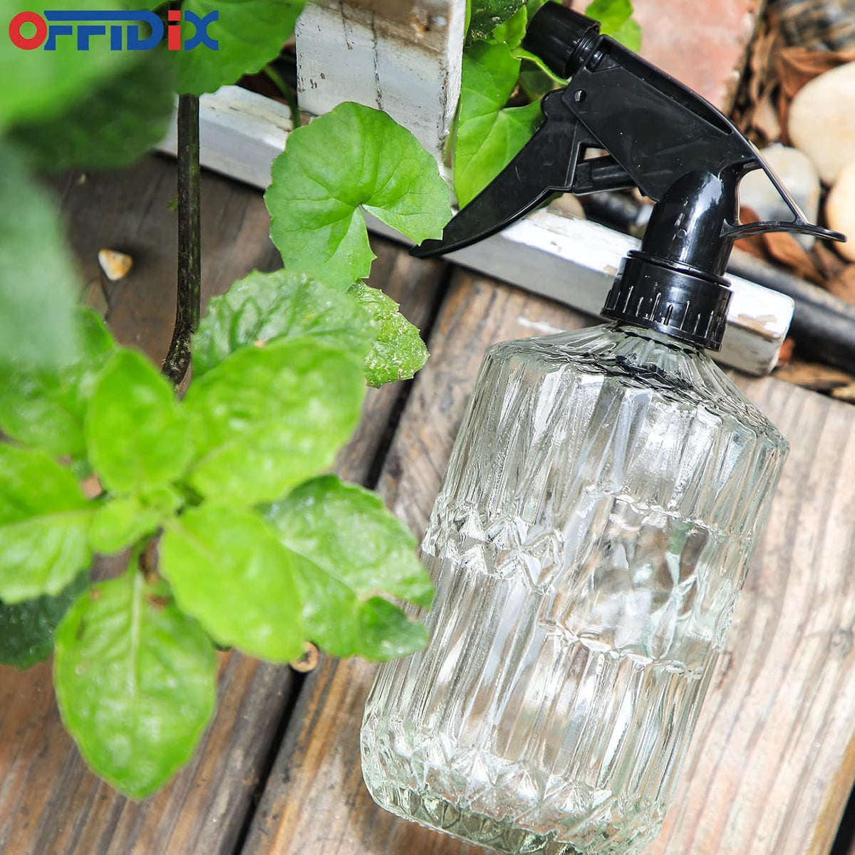 Fine Mist Plant Mister,Handheld Pressure Glass Spray Bottles,0.45L/15.22oz Watering Can with Adjustable Nozzle for Outdoor Indoor Gardening and Cleaning Work(Diagonal Gray)