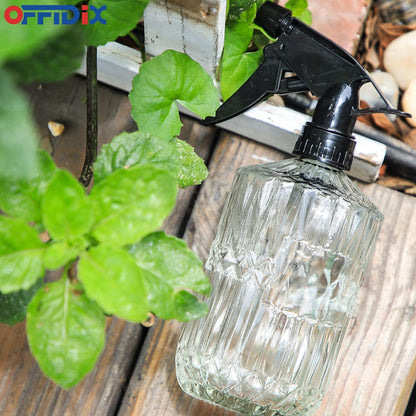 Fine Mist Plant Mister,Handheld Pressure Glass Spray Bottles,0.45L/15.22oz Watering Can with Adjustable Nozzle for Outdoor Indoor Gardening and Cleaning Work(Diagonal Gray)