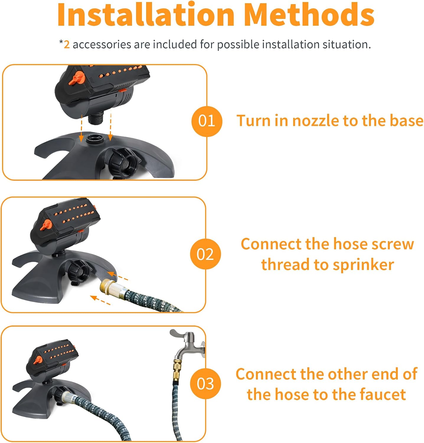 Mini Turbo Oscillating Water Sprinklers for Yard, Garden Sprinkler with Large Base, Adjustable Width, Range and Flow Rate, 16 Nozzles, Grey