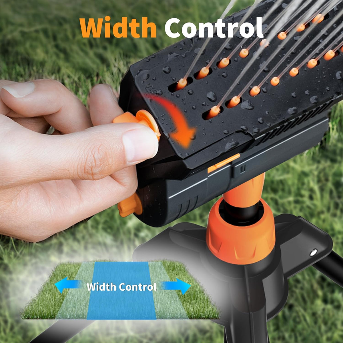 Mini Turbo Oscillating Water Sprinklers for Yard, Garden Sprinkler with Large Base, Adjustable Width, Range and Flow Rate, 16 Nozzles, Grey