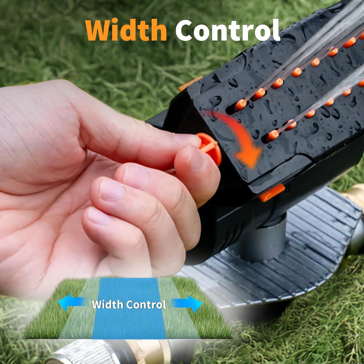 Mini Turbo Oscillating Water Sprinklers for Yard, Garden Sprinkler with Large Base, Adjustable Width, Range and Flow Rate, 16 Nozzles, Grey