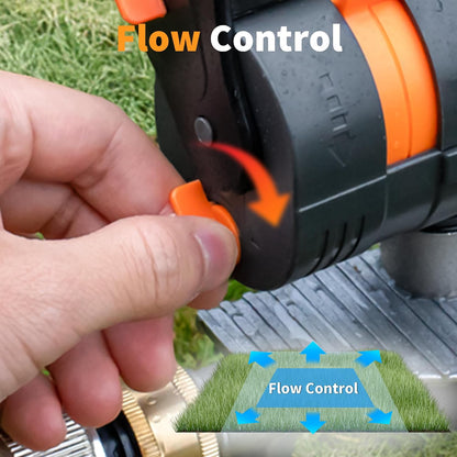 Mini Turbo Oscillating Water Sprinklers for Yard, Garden Sprinkler with Large Base, Adjustable Width, Range and Flow Rate, 16 Nozzles, Grey