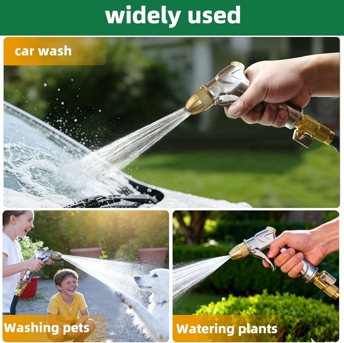 Heavy Duty Garden Hose Nozzle, High Pressure Handheld Sprayer