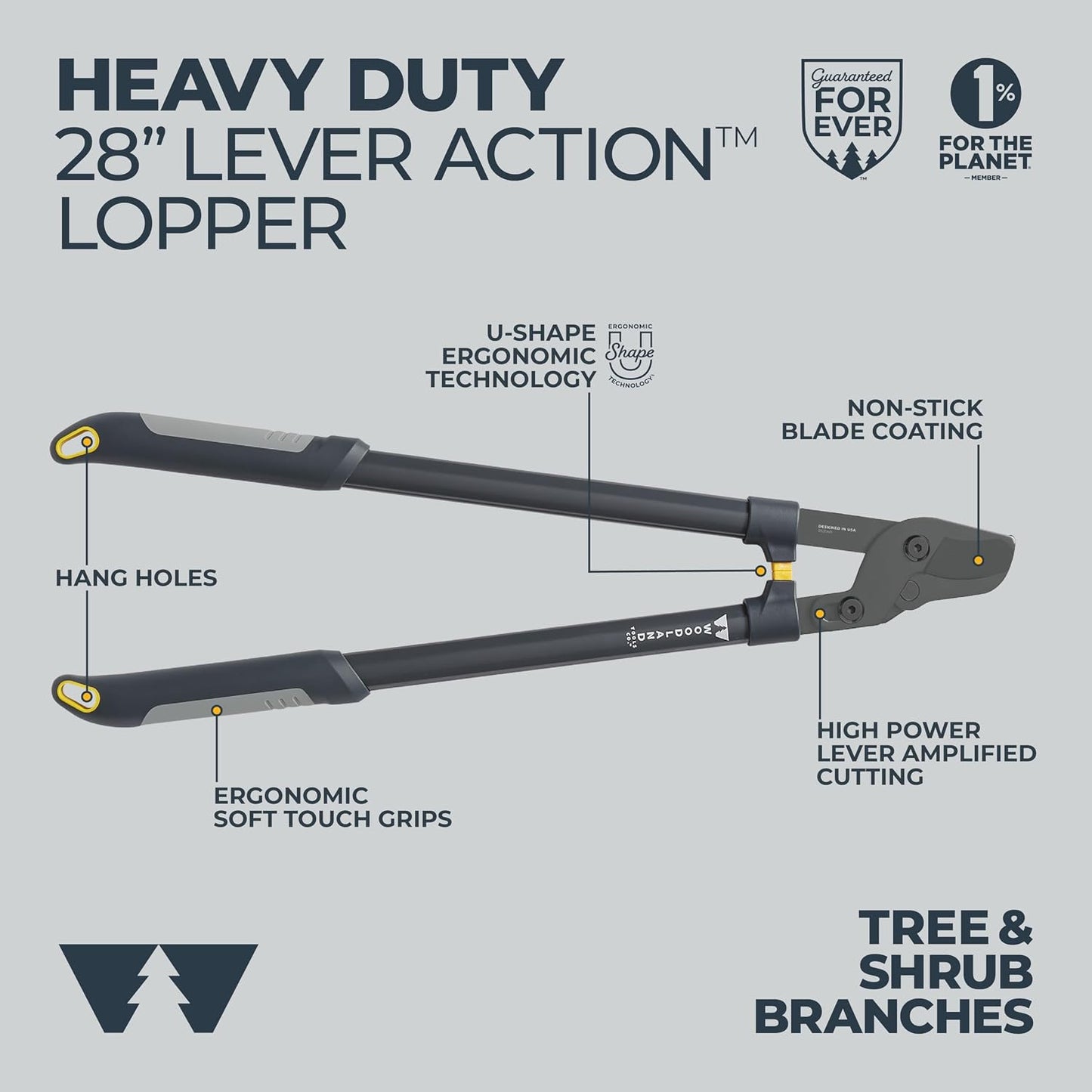 Woodland Tools Duralight Compact Lopper, 16 Inch Anvil Branch Cutter with Gear Assist and Glass-Filled Nylon Handles, Lightweight Tree Pruner for Dry Branches, Tight Spaces, and Everyday Yard Work